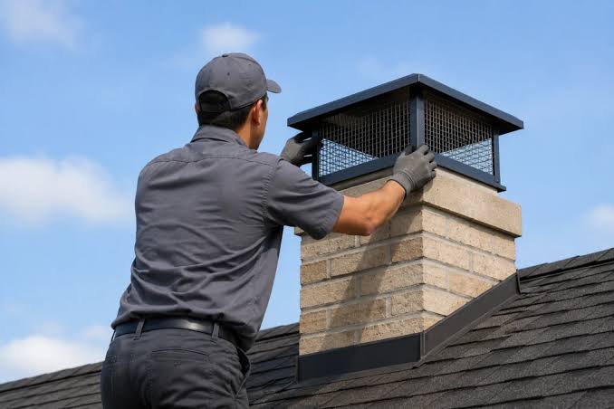 Advantage technician completing careful exclusion work at a chimney